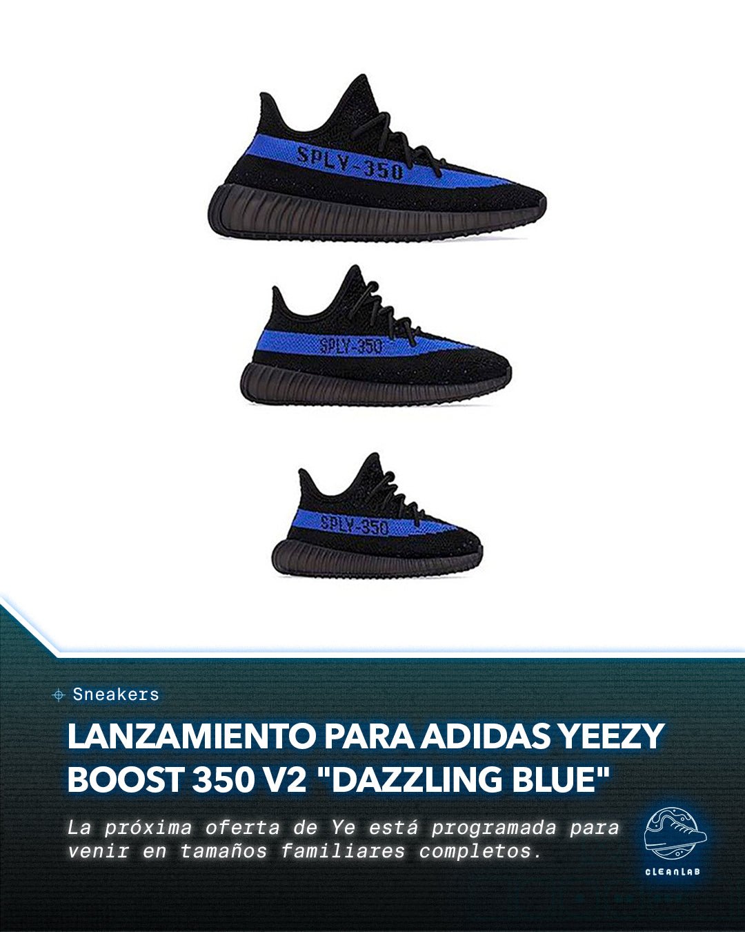 Noticia Sneakers | Información de lanzamiento de adidas YEEZY BOOST 350 V2 "Dazzling Blue" - Clean Lab PE