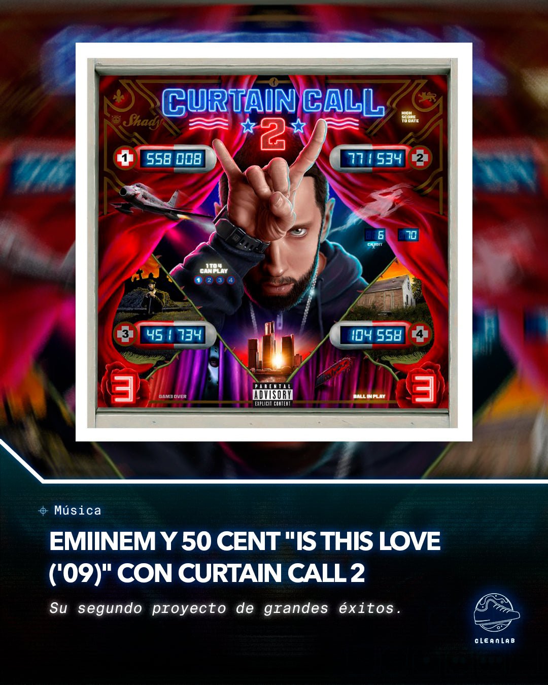 Noticias Música | Eminem lanza una colaboración inédita de 50 Cent "Is This Love ('09)" con "Curtain Call 2" - Clean Lab PE