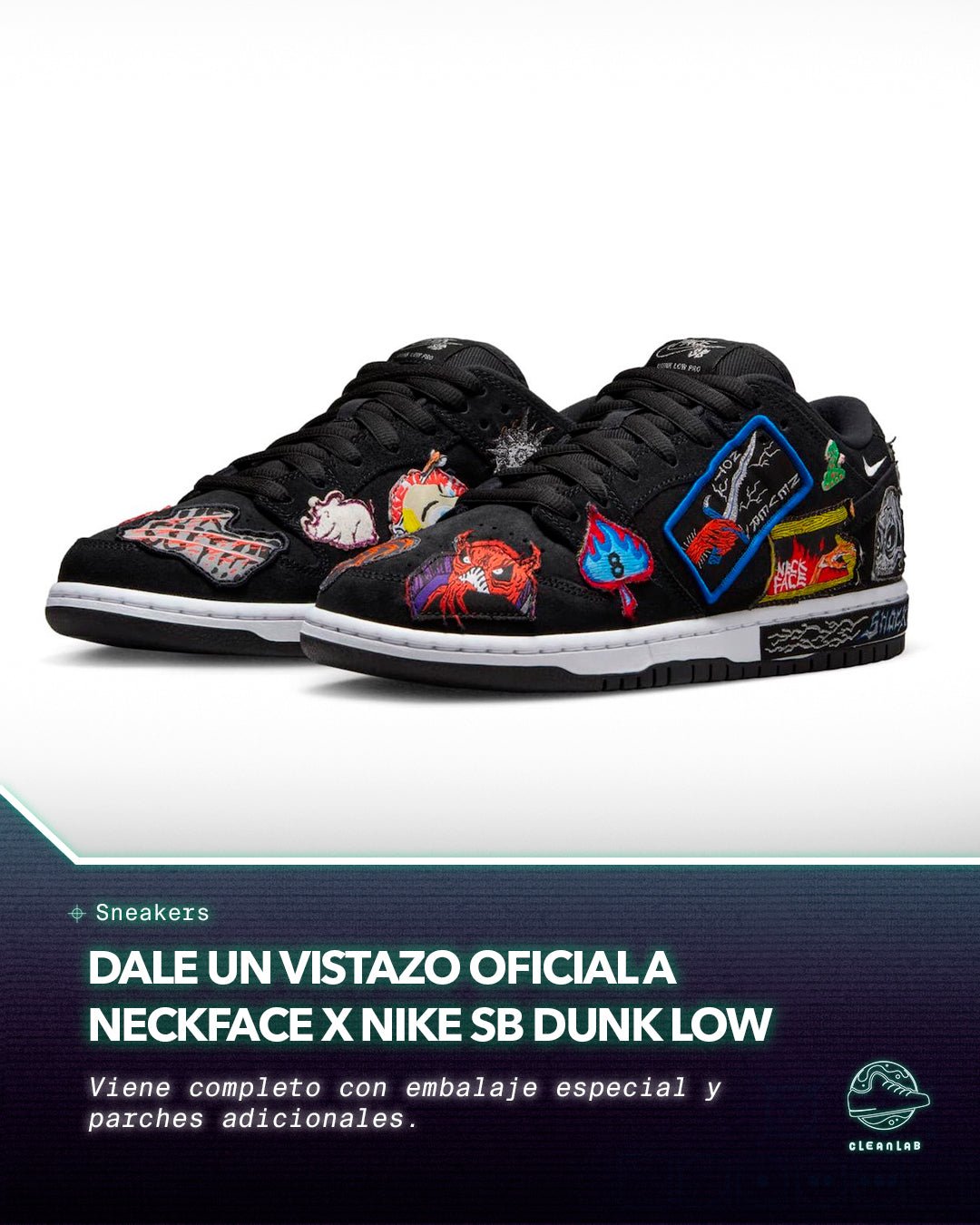 Noticias Sneakers | Echa un vistazo oficial a Neckface x Nike SB Dunk Low - Clean Lab PE