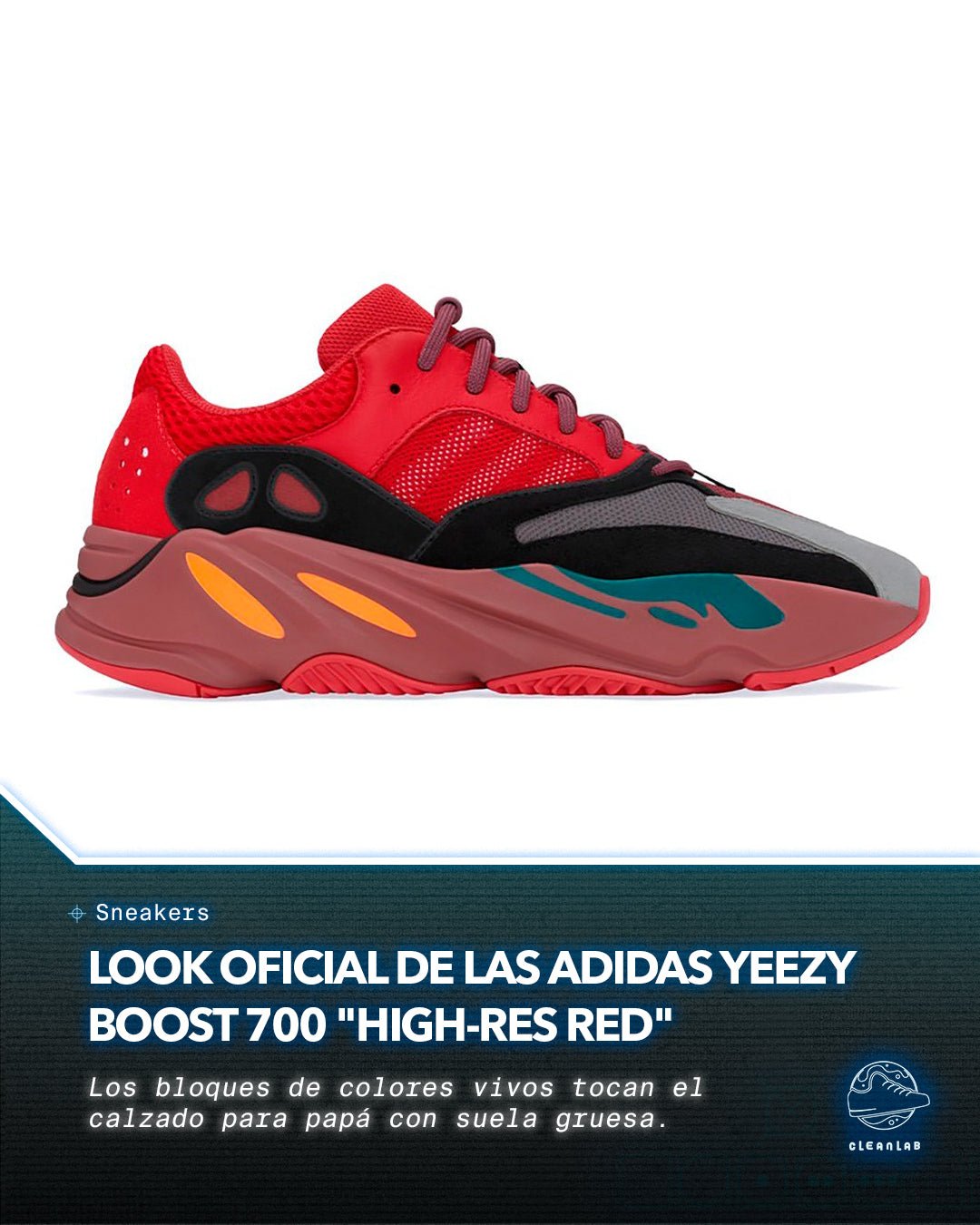 Noticias Sneakers | Look oficial de las adidas YEEZY BOOST 700 "High-Res Red" - Clean Lab PE