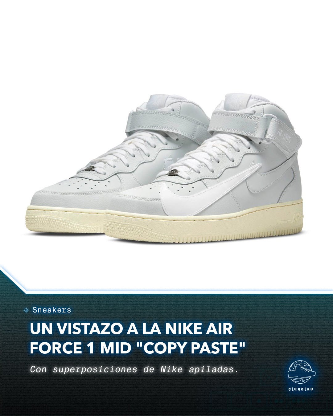 Noticias Sneakers | Nike Air Force 1 Mid "Copy Paste" adopta la estética del bricolaje - Clean Lab PE
